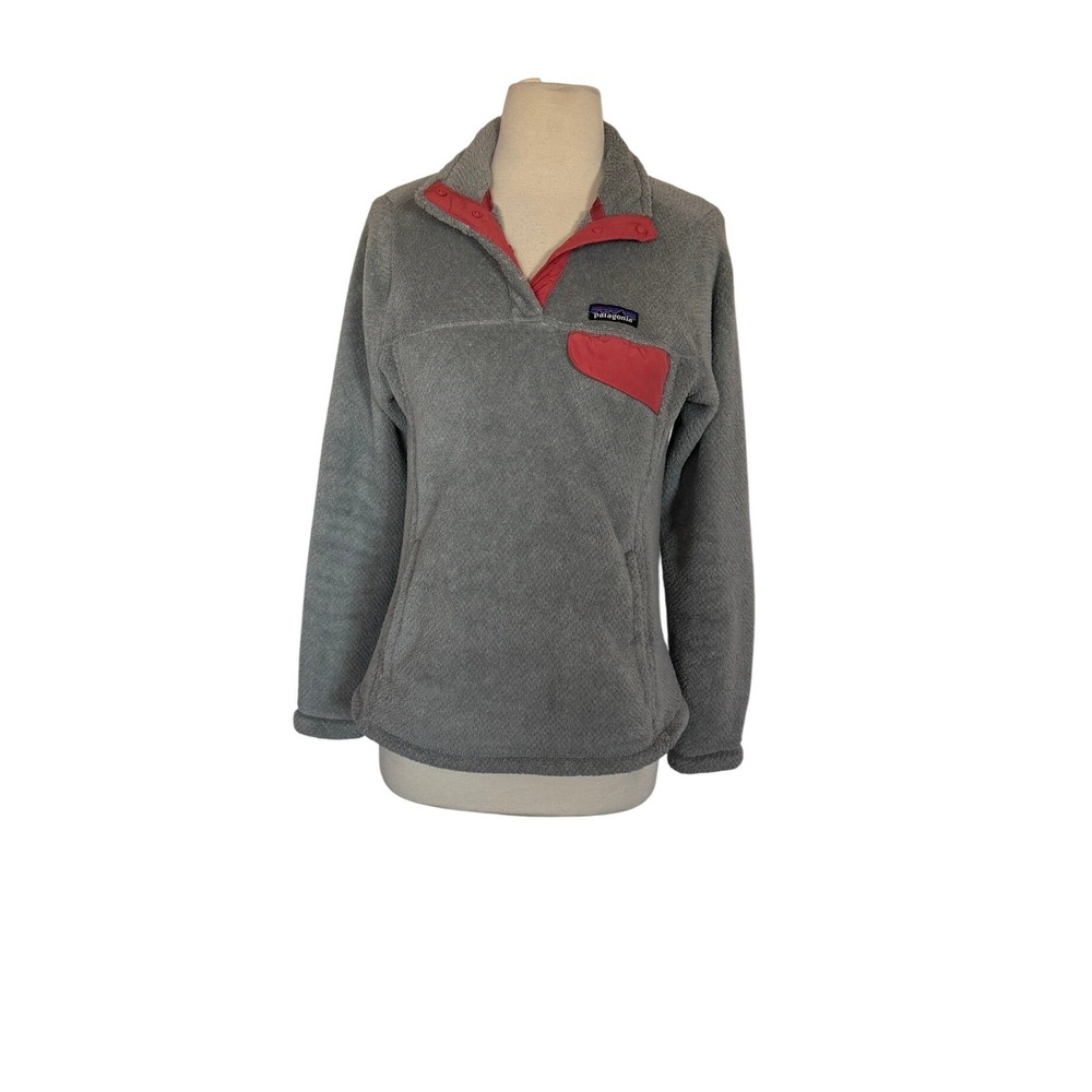 Patagonia Re-Tool Snap-T Fleece Pullover Grey Red Womens SZ S‎